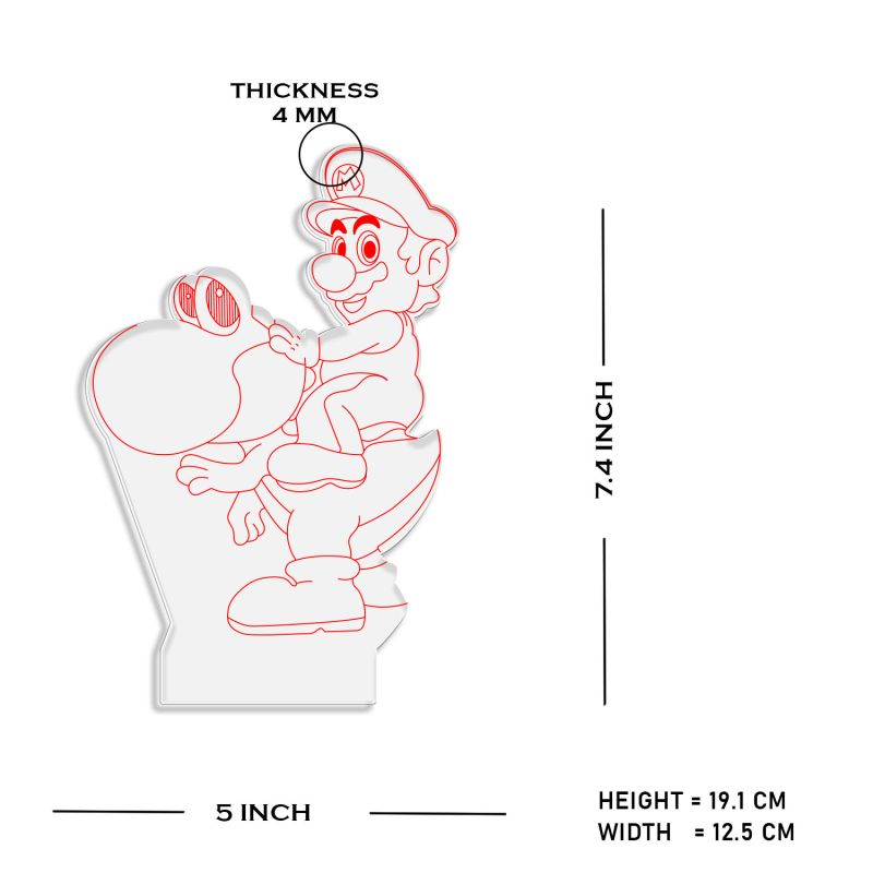 3D Illusion Mario Cartoon Night Lamp with Multicolored Light Best Gift for Children Girls Boys Gift for Cartoon Lover